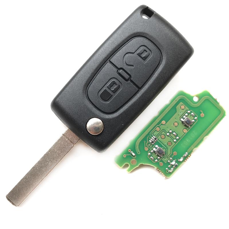 Изображение товара: Ключ дистанционного управления для автомобиля Peugeot 433, 408, 308, 307, 207 МГц, 2 кнопки, складной, с чипом ID46, лезвием HU83/VA2