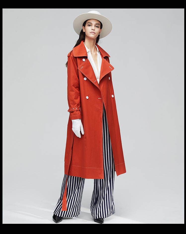 Изображение товара: Новое поступление, женский двубортный Тренч в английском стиле, шикарное элегантное пальто-ветровка OL, модное женское пальто с поясом A63