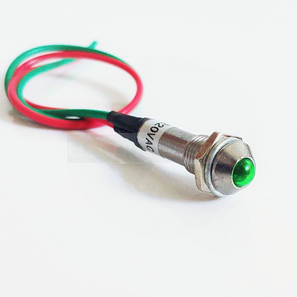 Изображение товара: Металлический индикатор, водонепроницаемая сигнальная лампа с проводом, светодиодный мини-индикатор, 12 В, 24 В, 220 В, 8 мм