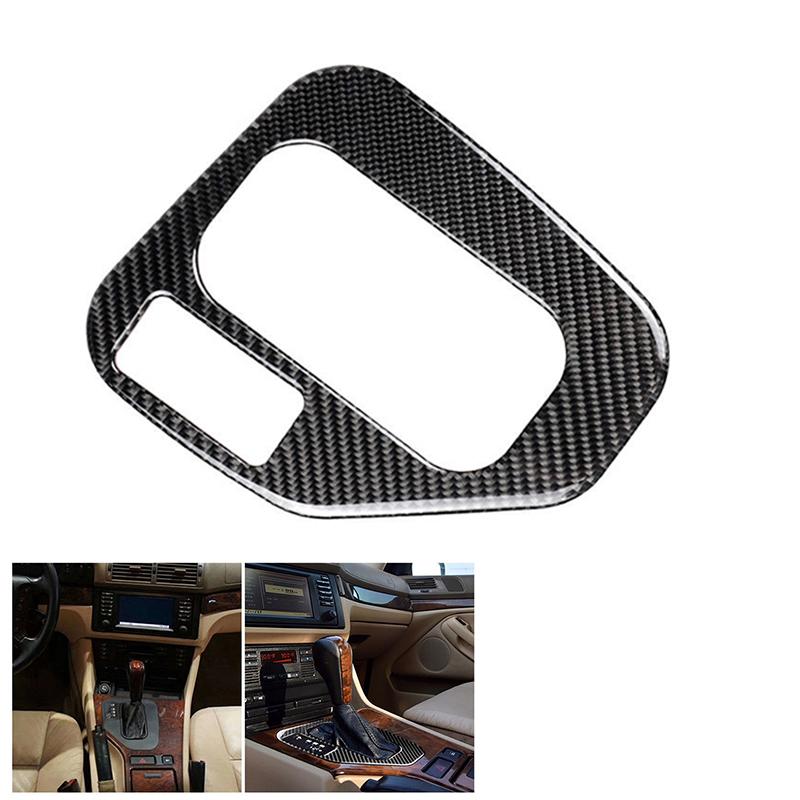 Изображение товара: 1pc LHD Decorative Frame Black Carbon Fiber Gear Shift Knob Panel Sticker Trim High Quality Suitable For BMW 5 Series E39 95-03