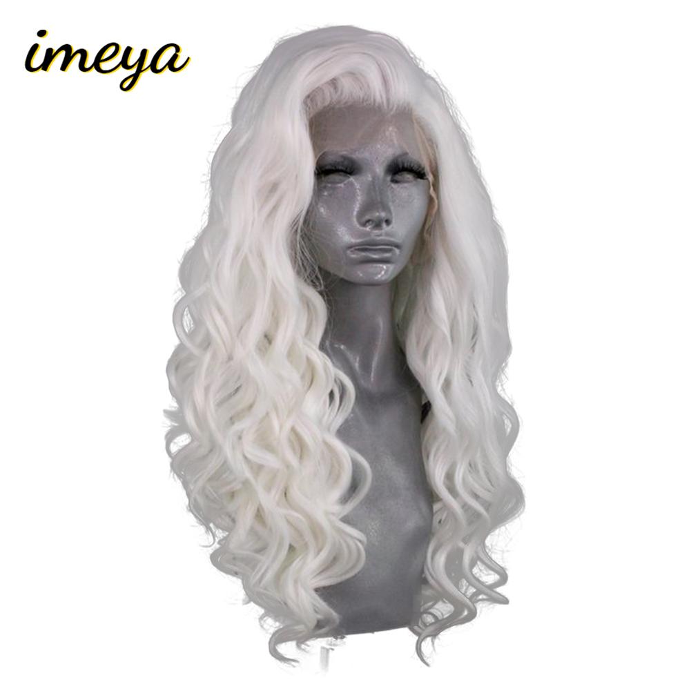 Изображение товара: Длинные волнистые парики Imeya, синтетические волосы с сеткой спереди, цвета № 60, с боковой частью, из термостойкого волокна, для женщин