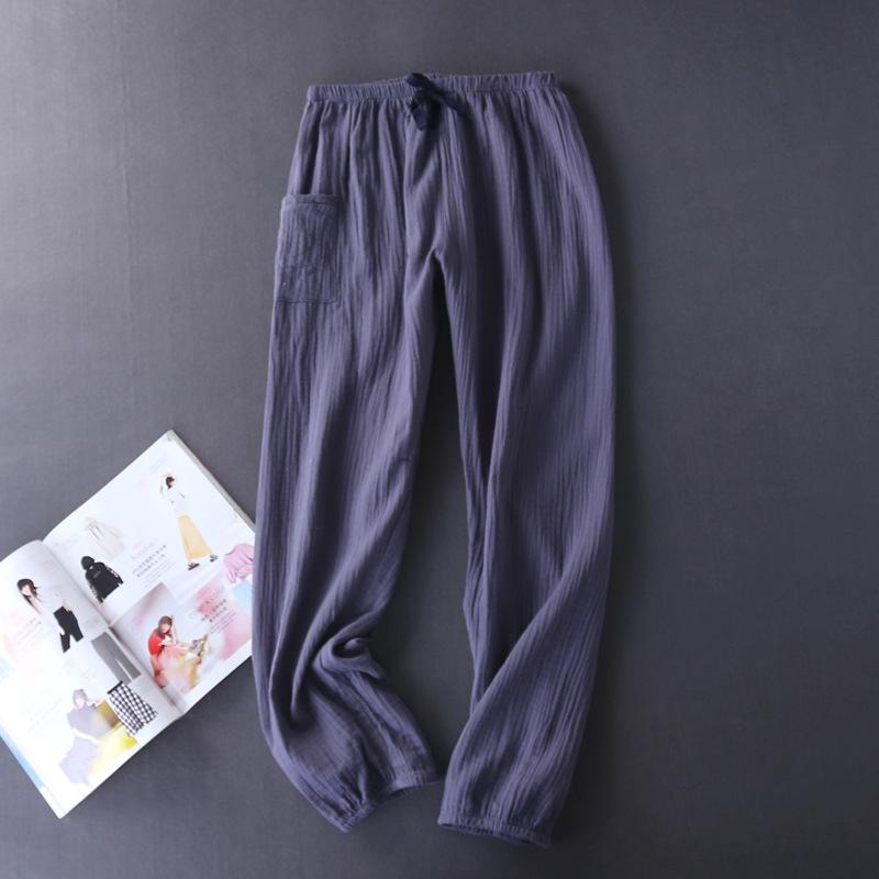 Изображение товара: New Autumn Women Cotton Crepe Sleep Pants Solid Pajama Pants Elastic Waist Sleep Bottoms Lounge Night Pants Sleeping Sleep Wear