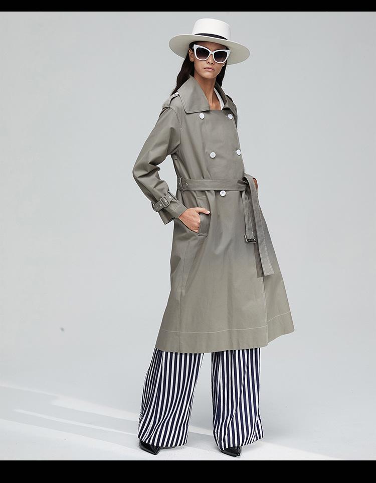 Изображение товара: Новое поступление, женский двубортный Тренч в английском стиле, шикарное элегантное пальто-ветровка OL, модное женское пальто с поясом A63