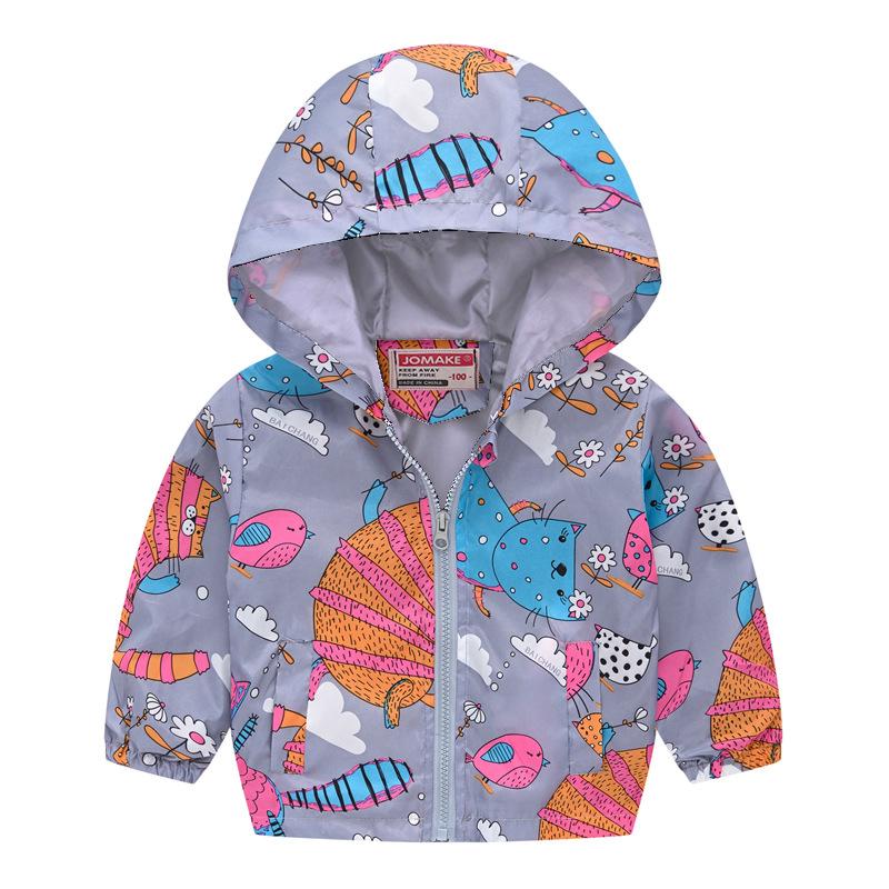 Изображение товара: COOTELILI/одежда для малышей куртка для мальчиков с рисунком динозавра и кота Осенняя верхняя одежда с капюшоном пальто ветровка для девочек