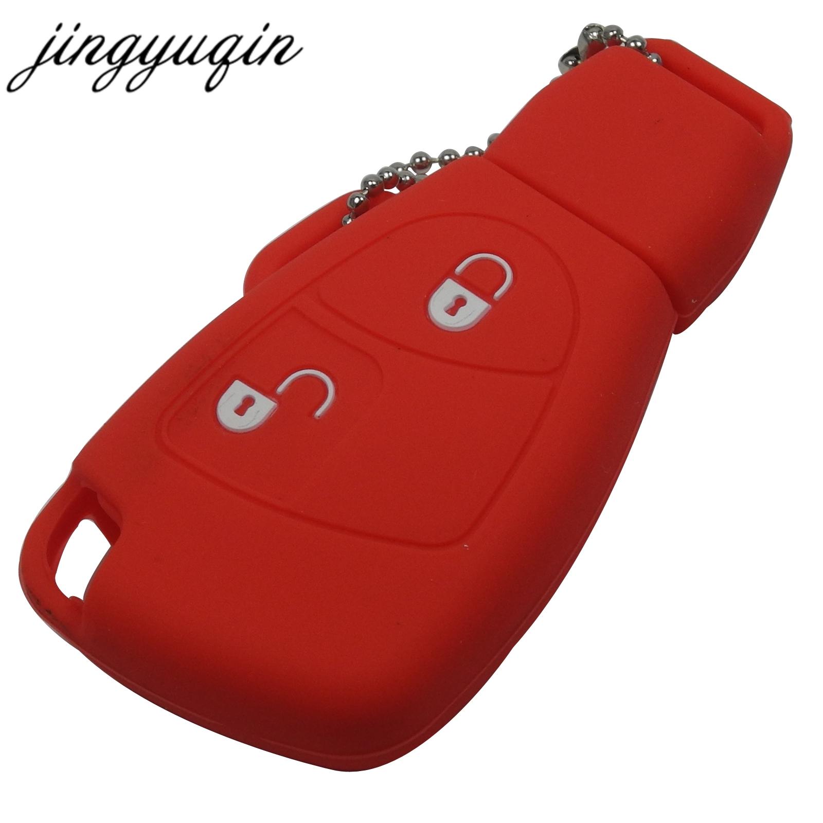 Изображение товара: Чехол для ключей jingyuqin для Mercedes Benz B C E S ML SLK CLK Class, 10 шт./Лот, 2 кнопки, умный силиконовый чехол для автомобильного ключа