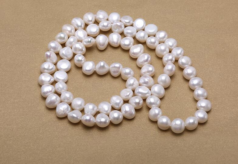 Изображение товара: Ожерелье женское из пресноводного жемчуга, ювелирное изделие в стиле барокко, белый пресноводный жемчуг класса ААА, 80 см, 30 дюймов, 6 х7 мм, 9 мм, 12 мм