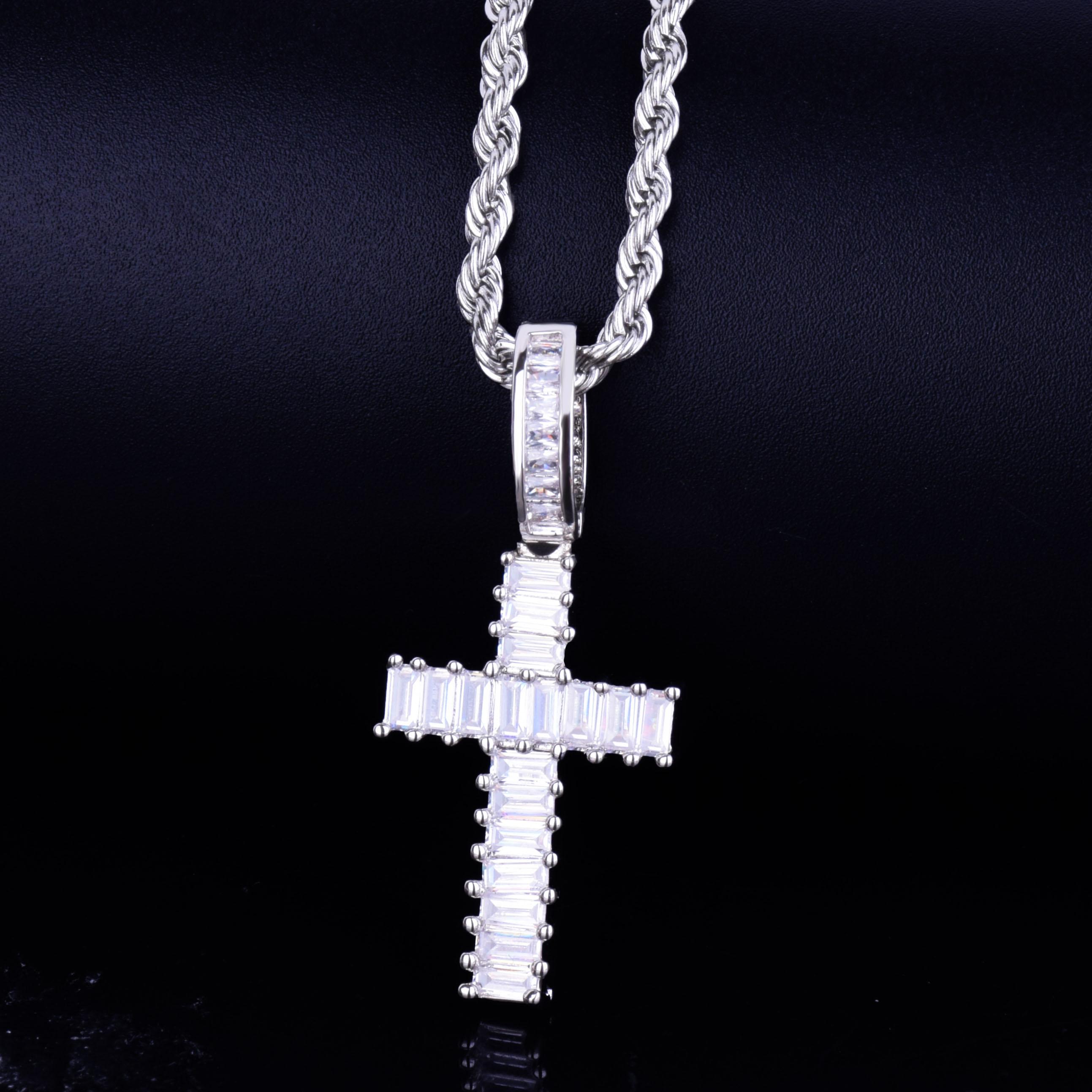 Изображение товара: Ожерелье с кулоном в виде креста, золотистого цвета, с фианитом AAA