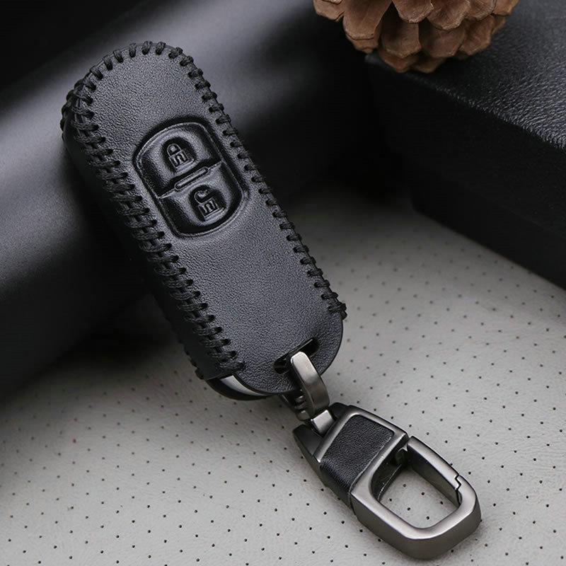 Изображение товара: Кожаный чехол для автомобильного ключа с кольцом для ключей для Mazda 2 3 5 6 8