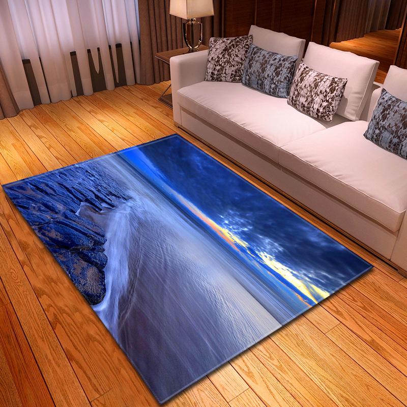 Изображение товара: 3d-ковры с пляжным пейзажем, мягкие фланелевые коврики для гостиной, спальни, детской комнаты, красивый большой игровой коврик