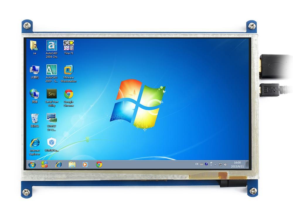 Изображение товара: 7-дюймовый ЖК-Дисплей HDMI (B), емкостный сенсорный ЖК-экран, разрешение 800x480, интерфейс HDMI, поддерживает все версии Raspberry Pi