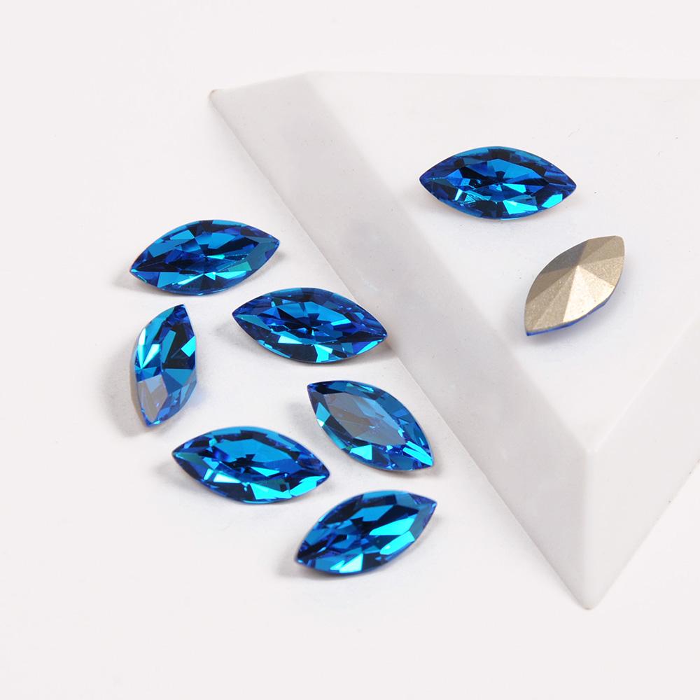 Изображение товара: YNARUO 4200 Navette Капри с голубыми кристаллами, Необычные стразы, Стразы с когтями, стандартные камни и кристаллы для сандалий