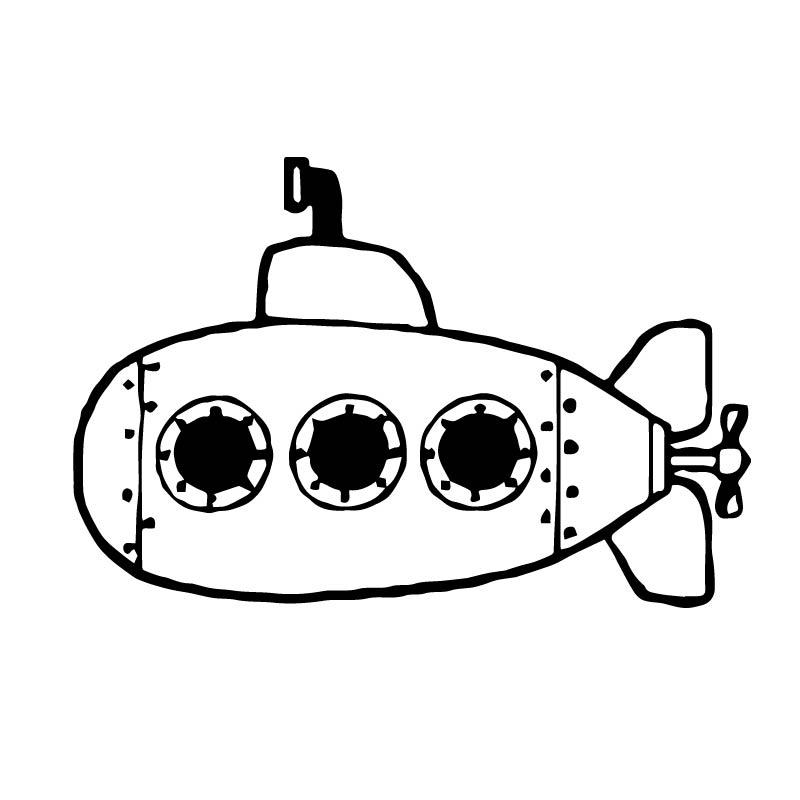Изображение товара: YOJA 15x22,7 см, забавная подводная лодка, стеклянная наклейка для ванной, домашняя Наклейка на стену, украшение G2-0284