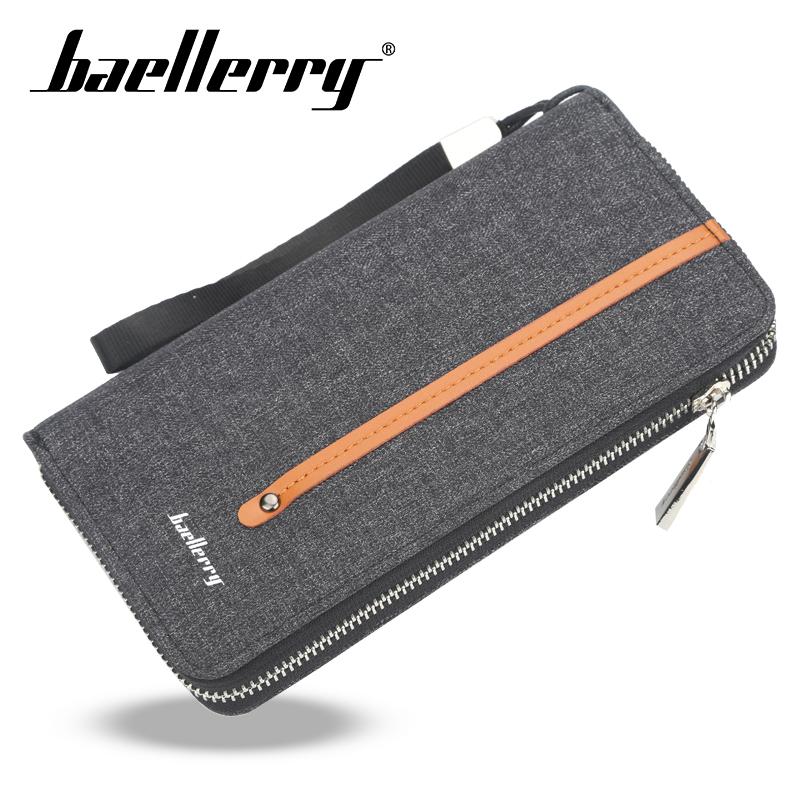 Изображение товара: Baellerry новый дизайнерский холщовый мужской брендовый кошелек, мужской бумажник, длинный клатч, кошелек для карт для мужчин, модная сумка для телефона