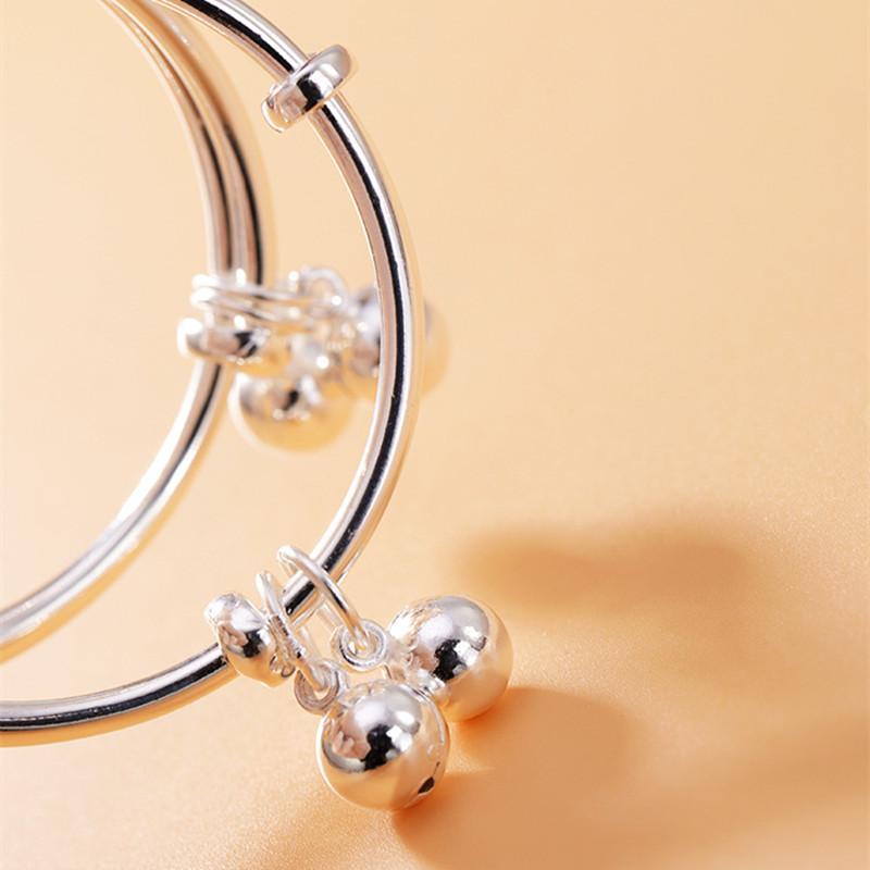 Изображение товара: Uglyless 1 пара 100 Fu китайские шикарные браслеты для новорожденных подарок изысканные ювелирные изделия колокольчики очаровательные браслеты 99.9% полное серебро