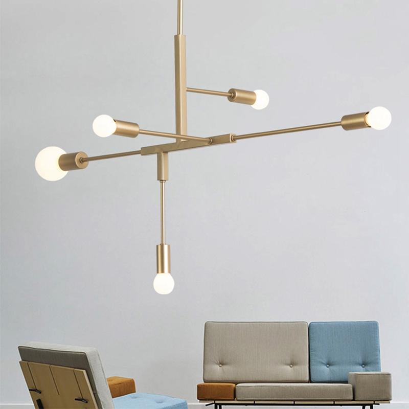 Изображение товара: Современный простой подвесной светильник LukLoy, лампа E27 золотого цвета для гостиной, спальни, кухни, Светодиодная лампа накаливания