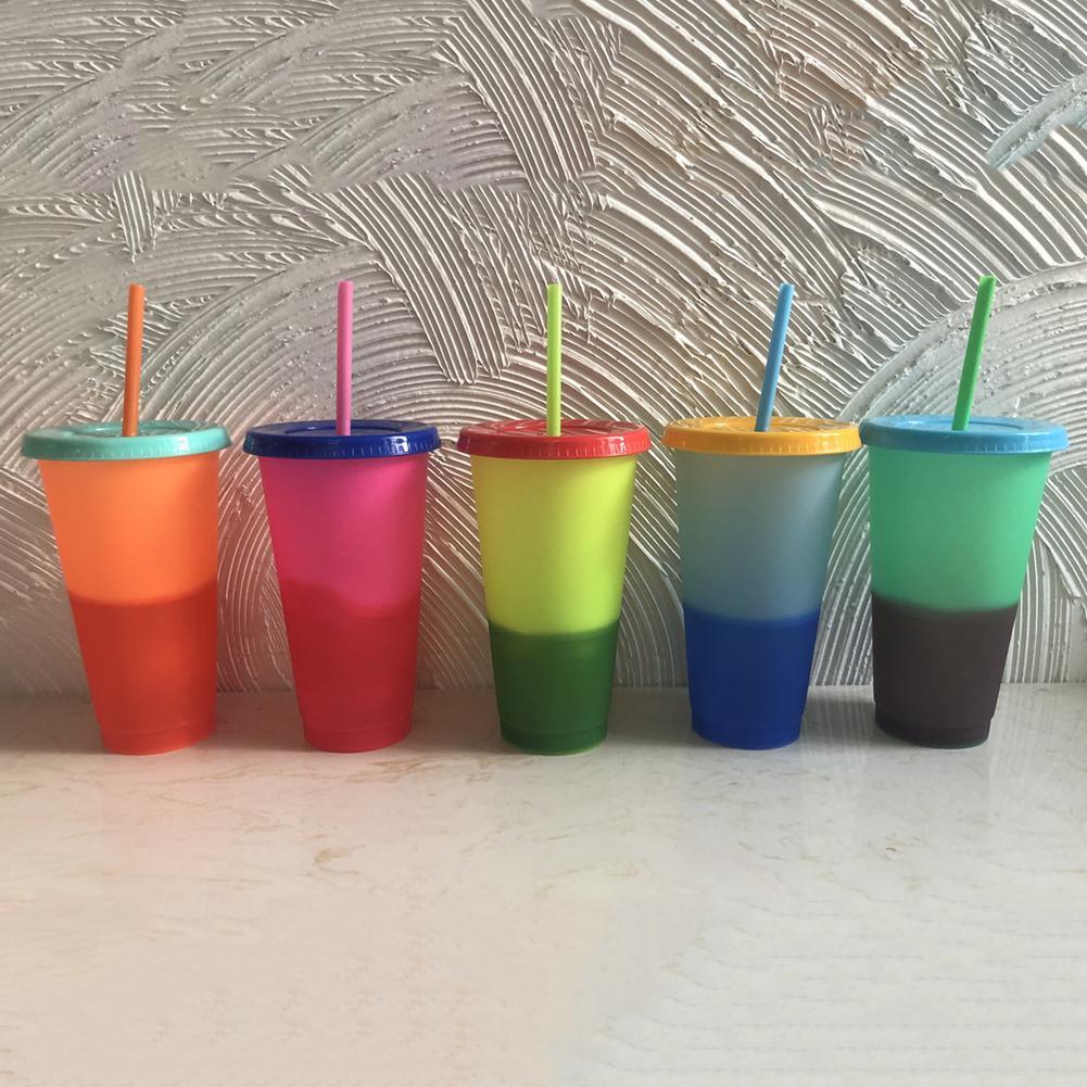 Изображение товара: Новая многоразовая пластиковая меняющая цвет термостойкая холодная чашка летняя кружка для питьевой воды