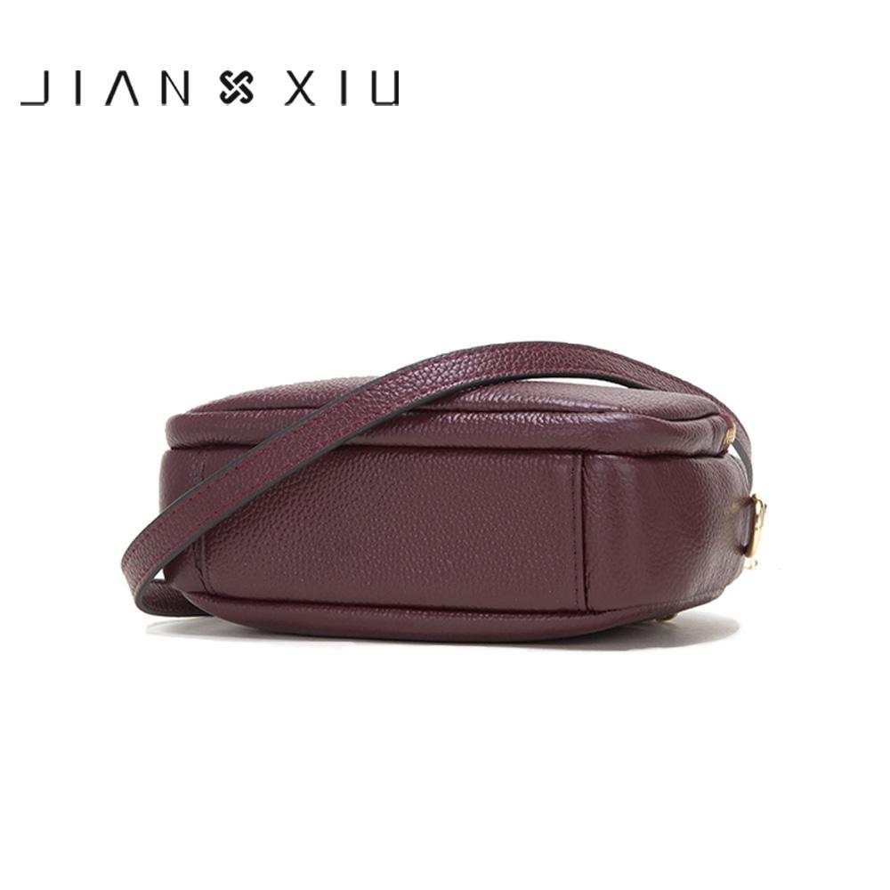 Изображение товара: Женская сумка через плечо JIANXIU, маленькая сумка-мессенджер из натуральной кожи с текстурой личи, 2 цвета, 2019