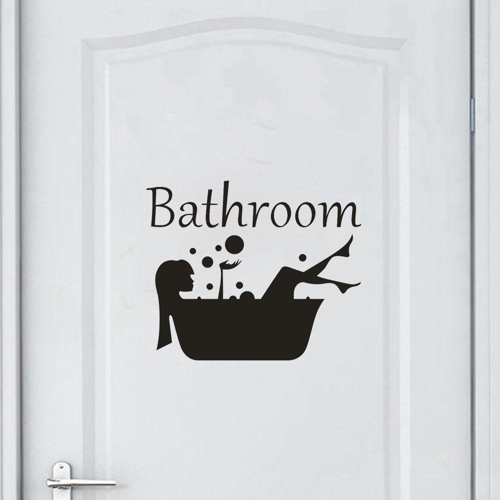 Изображение товара: Настенная Наклейка для ванной комнаты, съемная художественная виниловая настенная наклейка с надписью для дома, комнаты, туалета, двери, виниловая переводная картинка, винтажное украшение, цитата, искусство