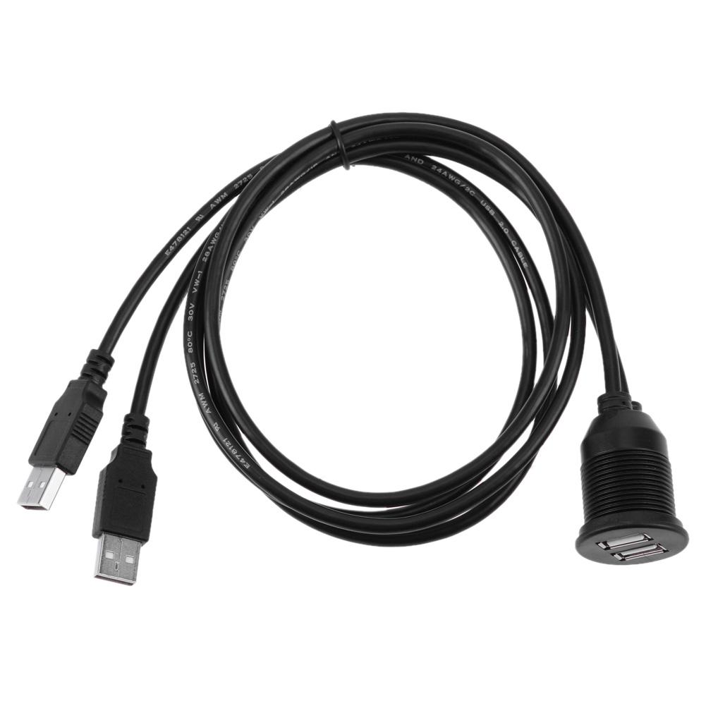 Изображение товара: VODOOL 1 м двойной USB разъем Удлинительный кабель приборной панели автомобиля двигатель SB 2,0 3,5 мм M/F AUX свинцово-Удлинительный шнур Мотоцикла Провода зарядное устройство
