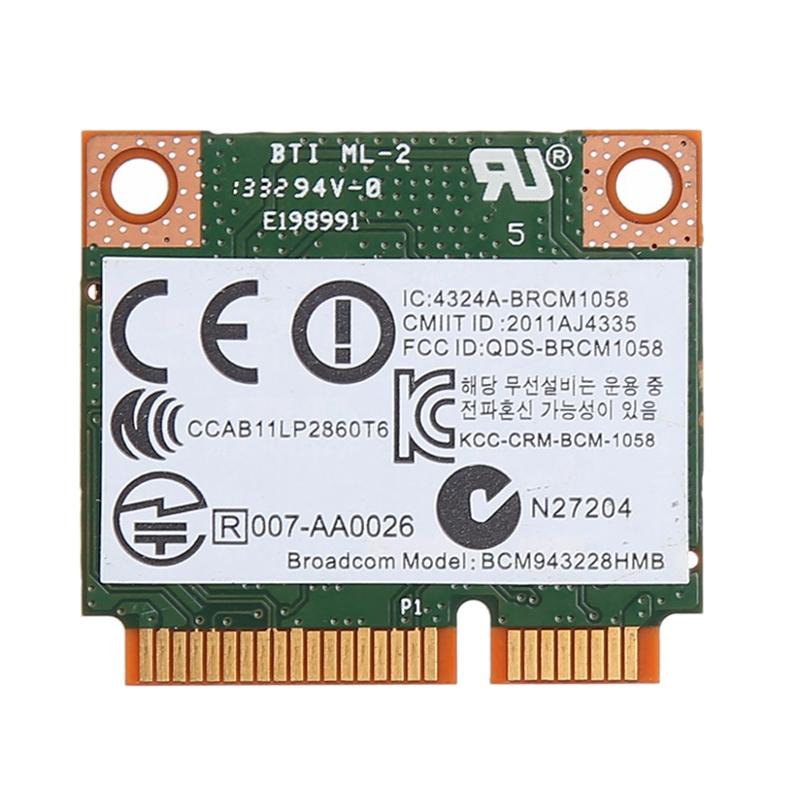 Изображение товара: Двухдиапазонная беспроводная карта 2,4 + 5G 300M 802.11A/B/G/N Wifi Bluetooth 4.0 Half Mini Pci-E для Hp Bcm943228Hmb Sps 718451-001
