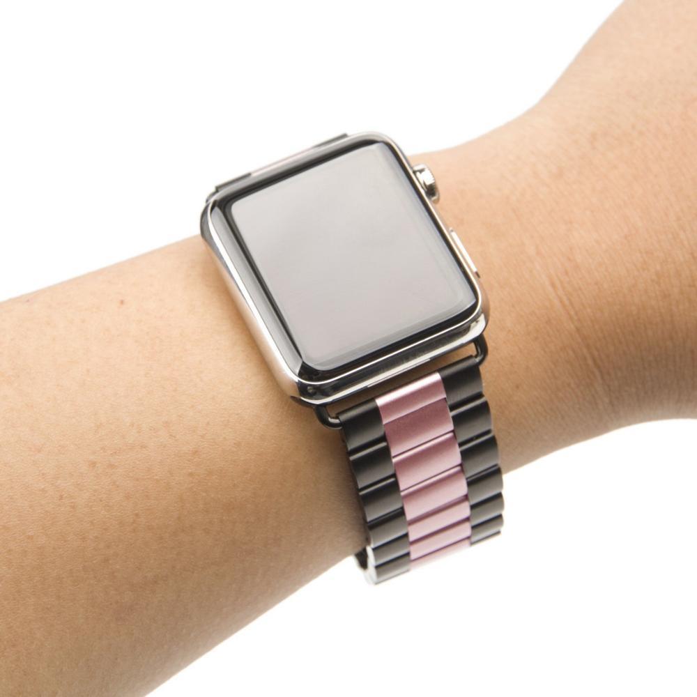 Изображение товара: Ремешок из нержавеющей стали для Apple Watch band 42 мм 44 мм, браслет для iwatch series 5 4 3 2, черный золотистый розовый 38 мм 40 мм