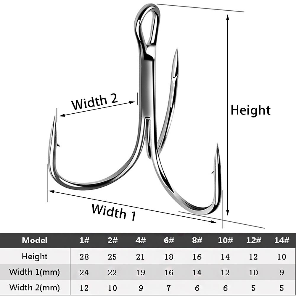 Изображение товара: Тройные Крючки 15 шт./лот, тройные Крючки из углеродистой стали, рыболовные снасти для окуня и щуки, размер 1-#14 #3