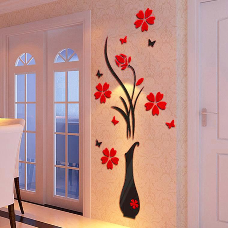 Изображение товара: Наклейка на стену, яркий узор, классическая Наклейка на стену в китайском стиле, ваза, Цветочное дерево, кристалл, 3D наклейки, наклейка, домашний декор 45 #