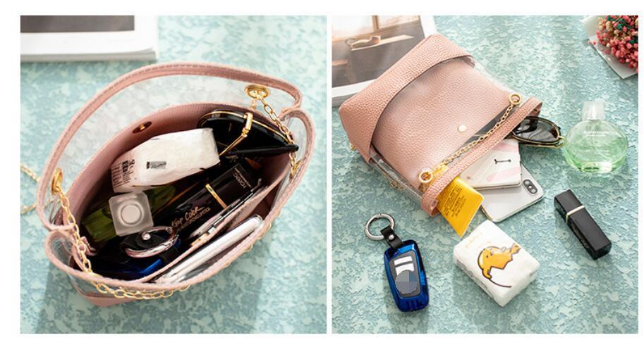 Изображение товара: Прозрачная Желейная сумка для женщин, коллекция 2022 года, наплечная сумка из искусственной кожи и ПВХ, дамские сумочки на маленькой цепочке, Женская мини-сумка, Подростковая сумка