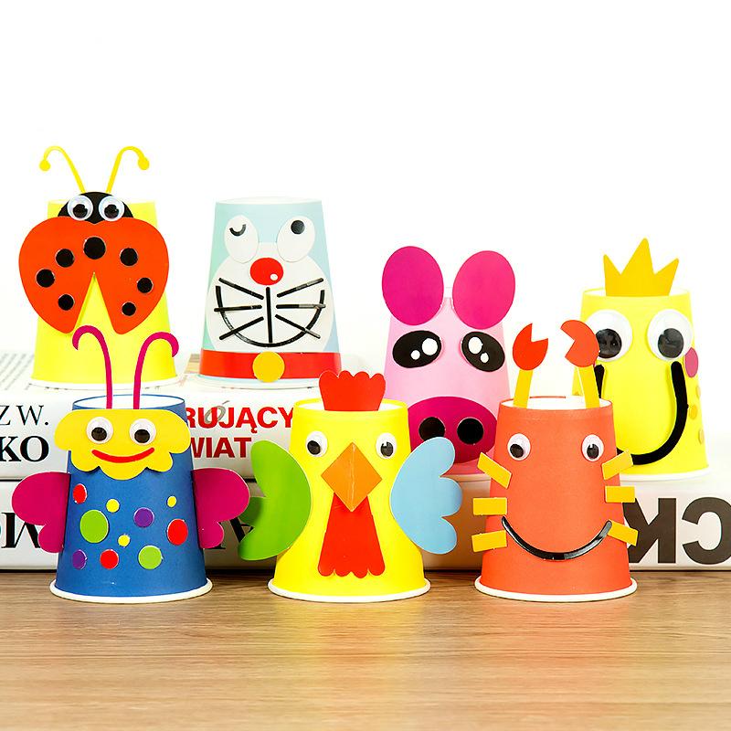 Изображение товара: Бумажные стаканчики ручной работы игрушки для детей 3D DIY стикер материал Набор Дети Детский сад Школа Искусство ремесло образовательные