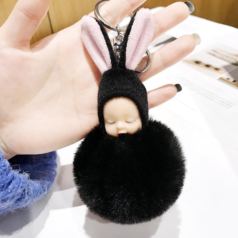 Изображение товара: Детские игрушки куклы Спящая кукла брелок для ключей для Для женщин сумка кольцо для ключей с игрушкой из пушистого искусственного меха плюшевые брелки для ключей