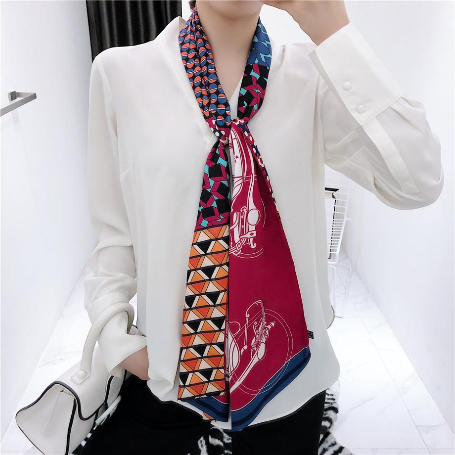 Изображение товара: 160 см роскошный брендовый дизайнерский саржевый шарф двухслойный женский шарф модный галстук шейный платок шелковые шарфы и накидки для женщин