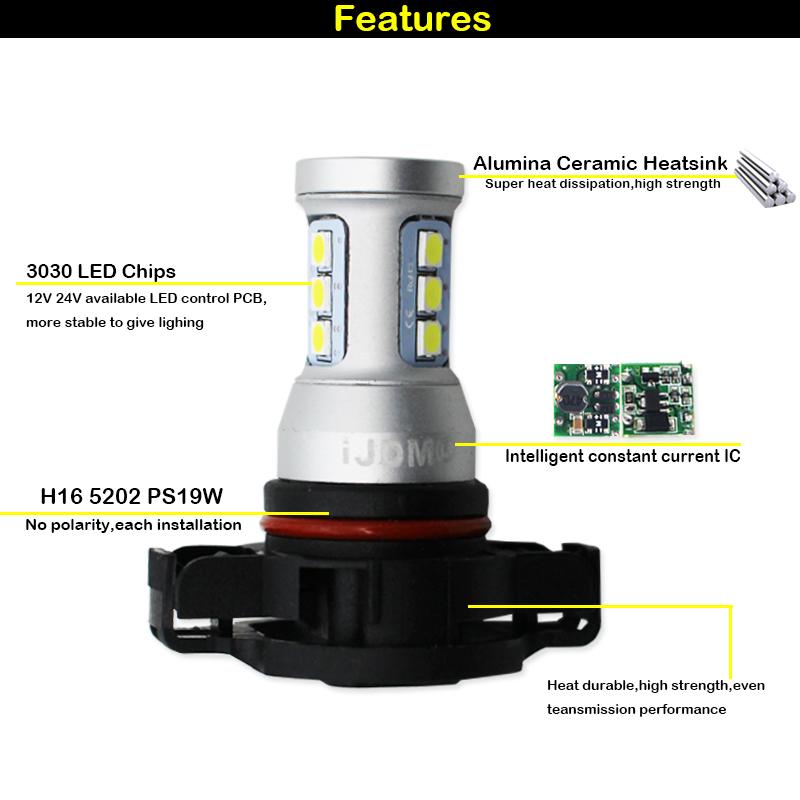 Изображение товара: Светодиодный фонарь Gtinthebox CANBUS H16, светодиодный фонарь PSY24W 5202 PS19W для AUDI A3 8P 2008 + светодиодный дневные ходовые огни белого цвета 6000K