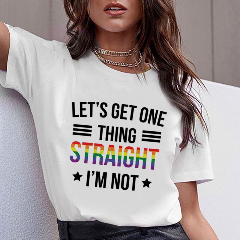 Изображение товара: Футболка для лесбиянок Радуга в стиле Харадзюку, женская футболка ЛГБТ с забавным мультяшным рисунком Ullzang, футболка с принтом гордости для геев 90-х, топы с графическим рисунком для женщин