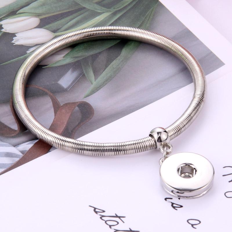 Изображение товара: Новинка 2019, модные эластичные браслеты-цепочки, металлический браслет с защелками, 18 мм, кнопки «сделай сам», ювелирные изделия для женщин