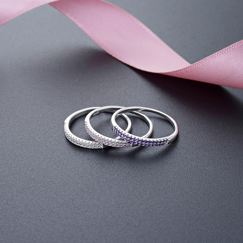 Изображение товара: Благородное чистое кольцо из стерлингового серебра 925 пробы, Ювелирное кольцо, юбилейное кольцо, стразы, кубический цирконий, ювелирные изделия, стильные кольца для женщин и девушек