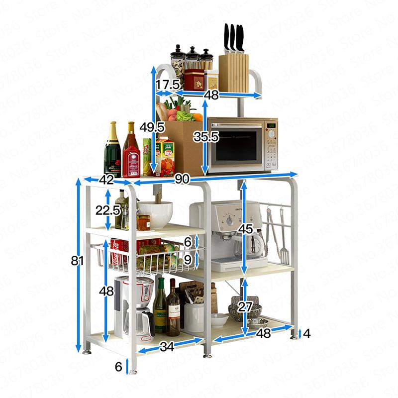 Изображение товара: Многофункциональный кухонный стеллаж, стойка для микроволновой печи, электрическая полка, кухонный напольный стеллаж, многоярусный шкаф для хранения
