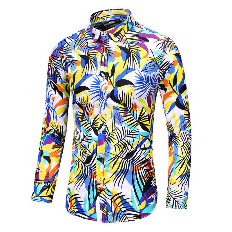Изображение товара: 2019 новые осенние Рубашки с цветочным принтом и длинными рукавами, большие размеры 5XL 6XL 7XL, рубашка на пуговицах, гавайская рубашка с цветочным принтом, деловые рубашки