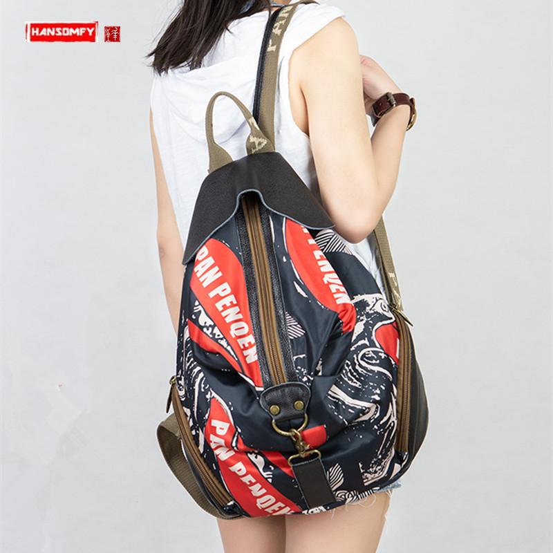 Изображение товара: Новинка 2022, женский рюкзак, сумка на плечо, студенческий рюкзак, дорожные рюкзаки в стиле ретро из воловьей кожи, вместительные холщовые женские рюкзаки