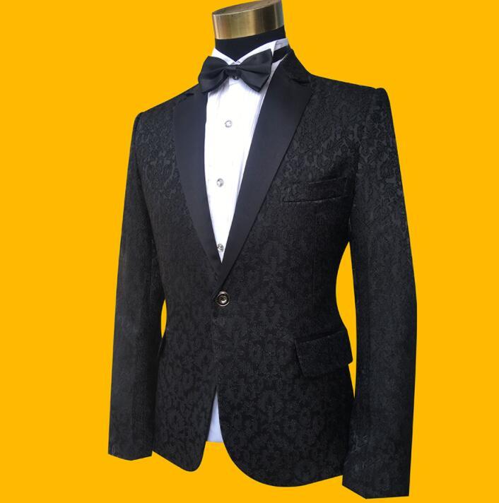 Изображение товара: Кружевной Блейзер elbise с вышивкой, мужской костюм для жениха с брюками, мужские свадебные костюмы, одежда для сцены певицы, официальное черное платье