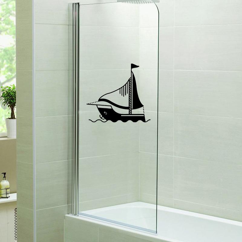 Изображение товара: YOJA 25x27,5 см Забавный с изображением парусника, домашний настенный Стикеры Ванная комната Наклейка G2-0179