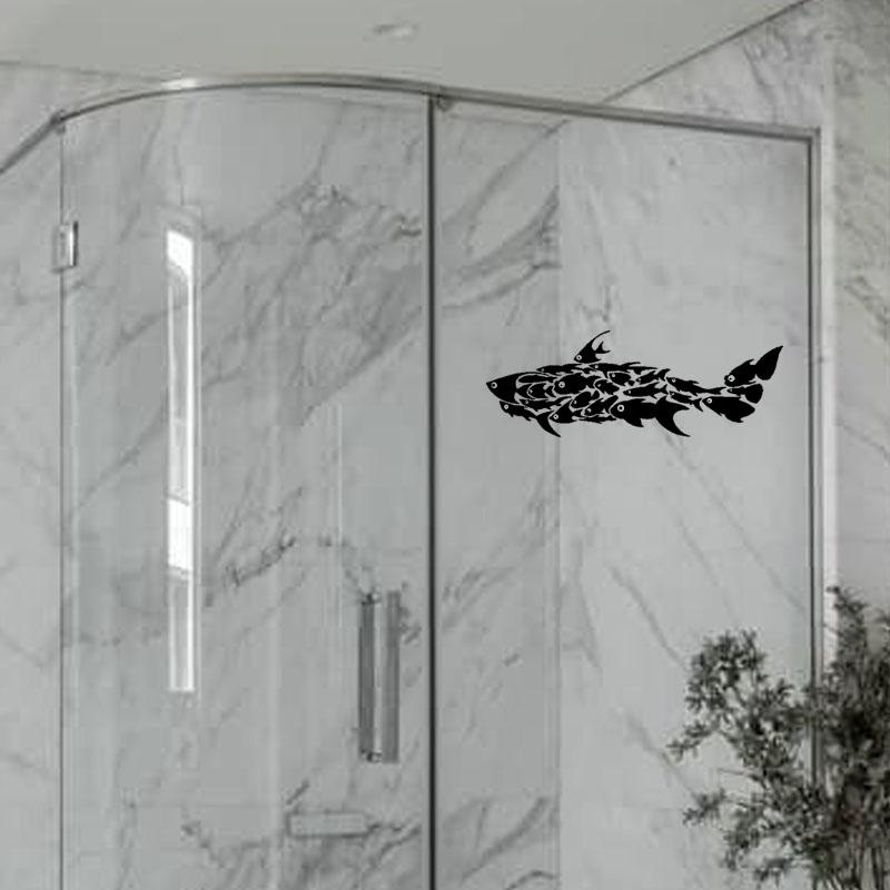 Изображение товара: YOJA 10x27,8 см творческий Акула стены Стикеры Ванная комната Стекло наклейка стены дома Стикеры G2-0198
