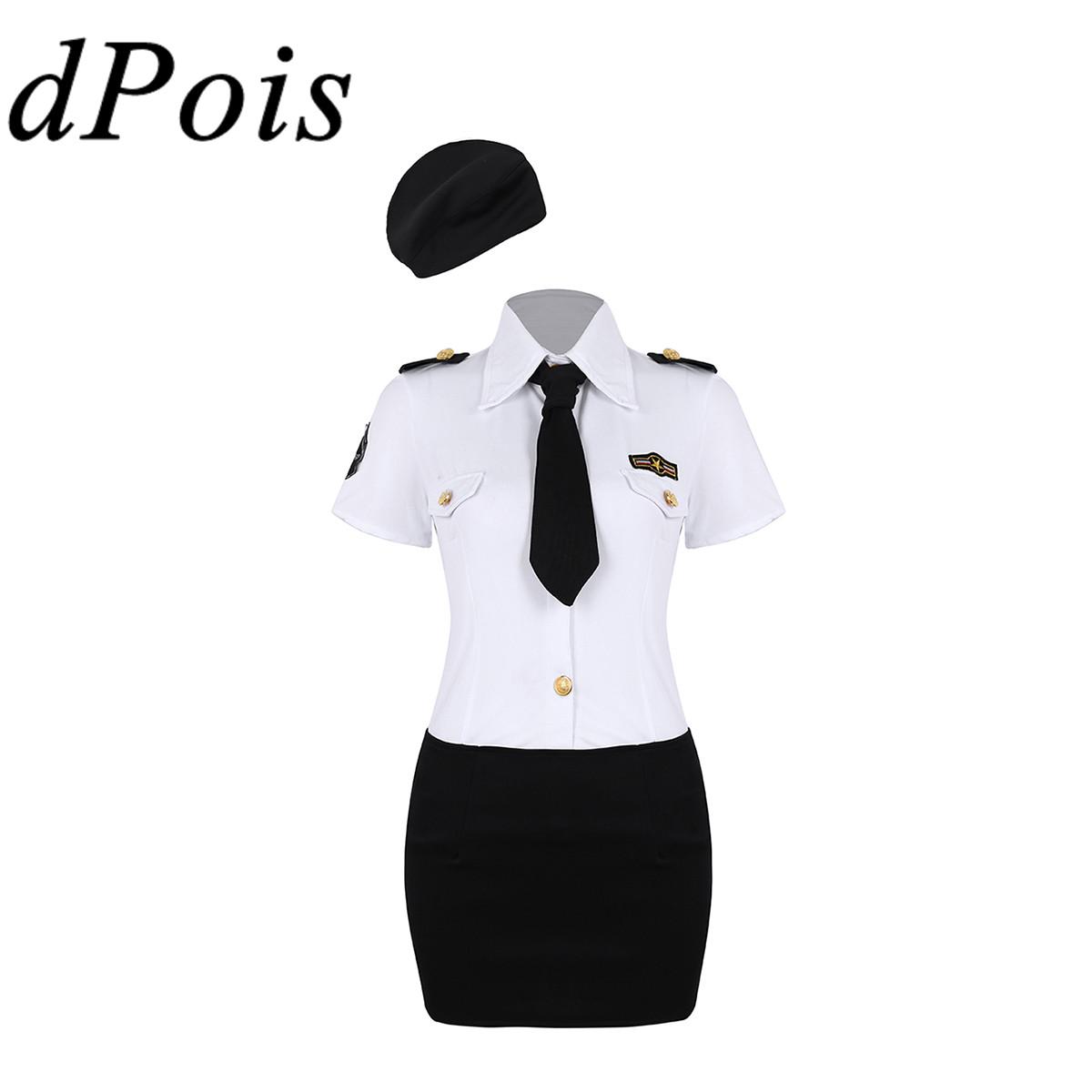 Изображение товара: Женский костюм на Хэллоуин, костюм для взрослых, полицейский, сексуальное женское белье, маскарадное платье, Униформа, рубашка и облегающая юбка, шляпа и галстук