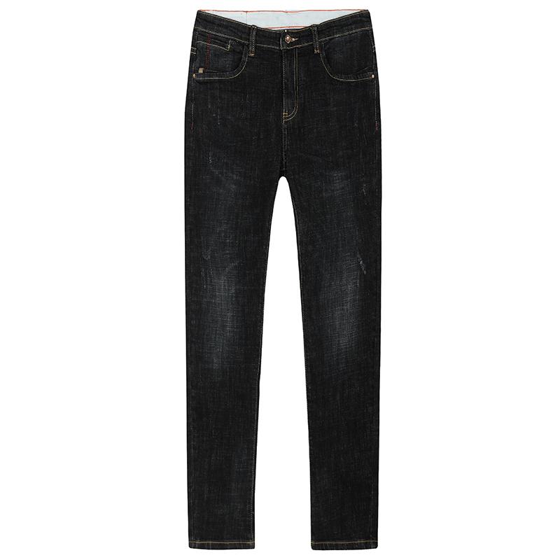Изображение товара: 2022 весенние однотонные черные мужские повседневные джинсовые брюки для MaleWear облегающие длинные прямые обтягивающие джинсы модные брюки 6603