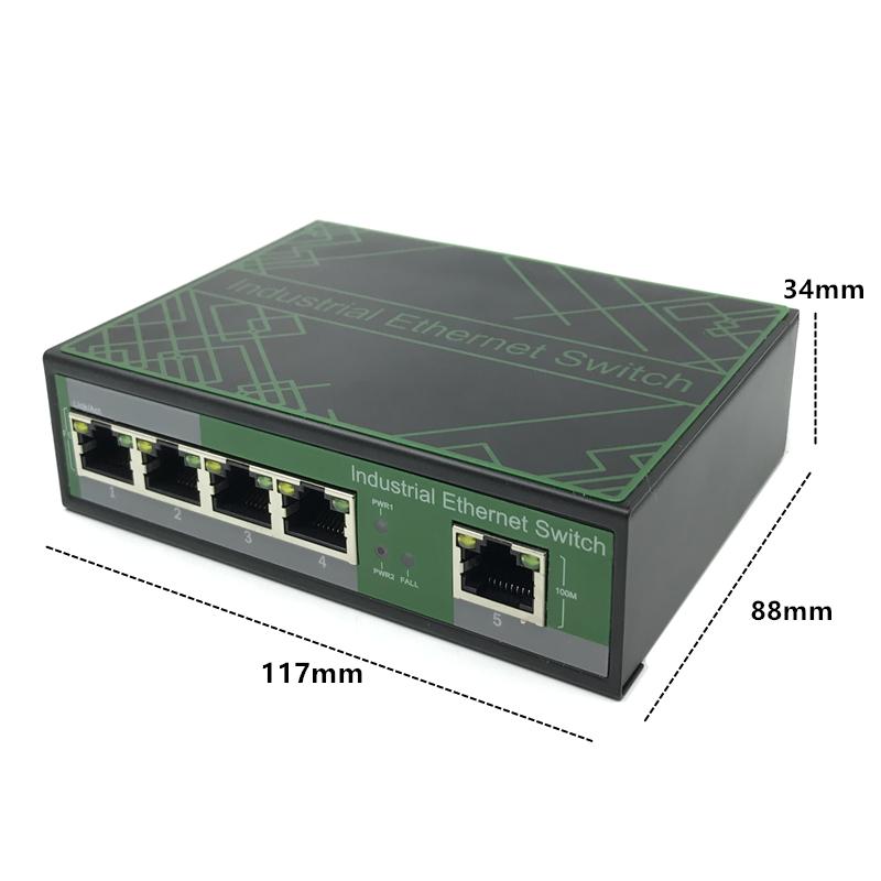 Изображение товара: Промышленный неуправляемый высокомощный, 10/100 м, 4 порта, 5 портов, промышленный Ethernet-коммутатор для систем видеонаблюдения, гигабитный сетевой стеллаж