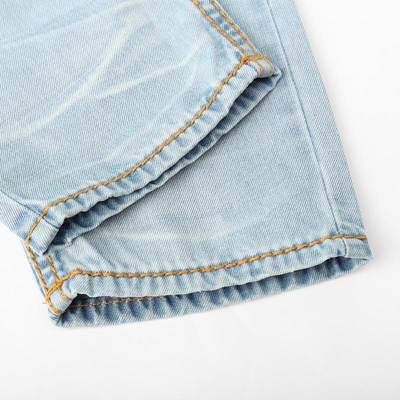 Изображение товара: 2022 новые весенние мужские повседневные джинсовые брюки 100% хлопок синяя брендовая одежда для мужчин тонкие прямые джинсовые брюки 146038