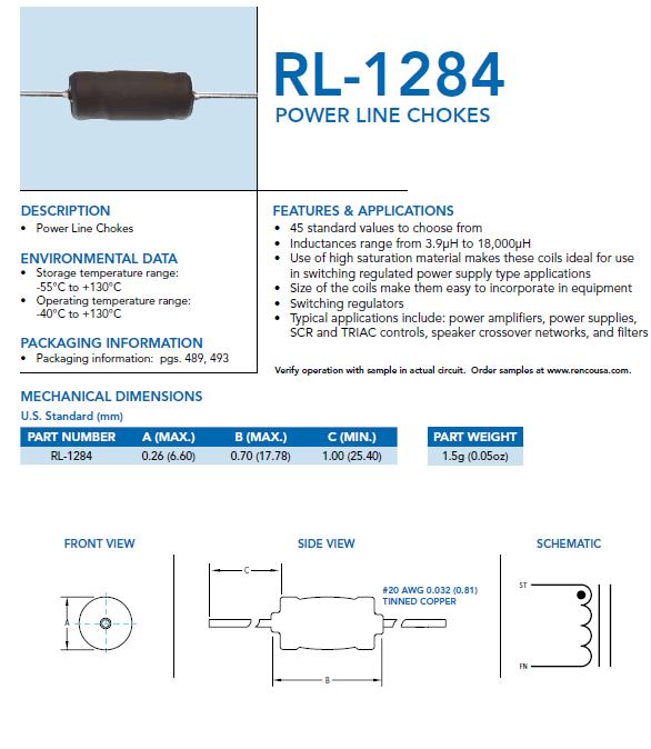Изображение товара: Оригинальный новый 100% RL-1284-10 10UH 4A импульсный источник питания катушка дроссель фильтр прибор индуктивности