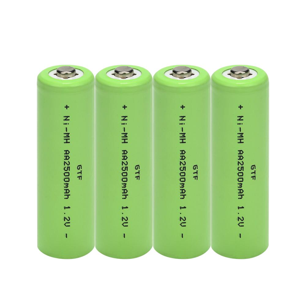 Изображение товара: 4 шт., Ni-MH аккумуляторные батареи GTF 100%, 1,2 в, 2500 мАч, с зарядным устройством USB
