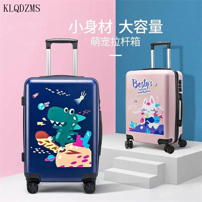 Изображение товара: KLQDZMS 20-дюймовый детский Дорожный чемодан, Детский чемодан на колесиках из АБС-пластика, мультяшный чемодан на колесиках