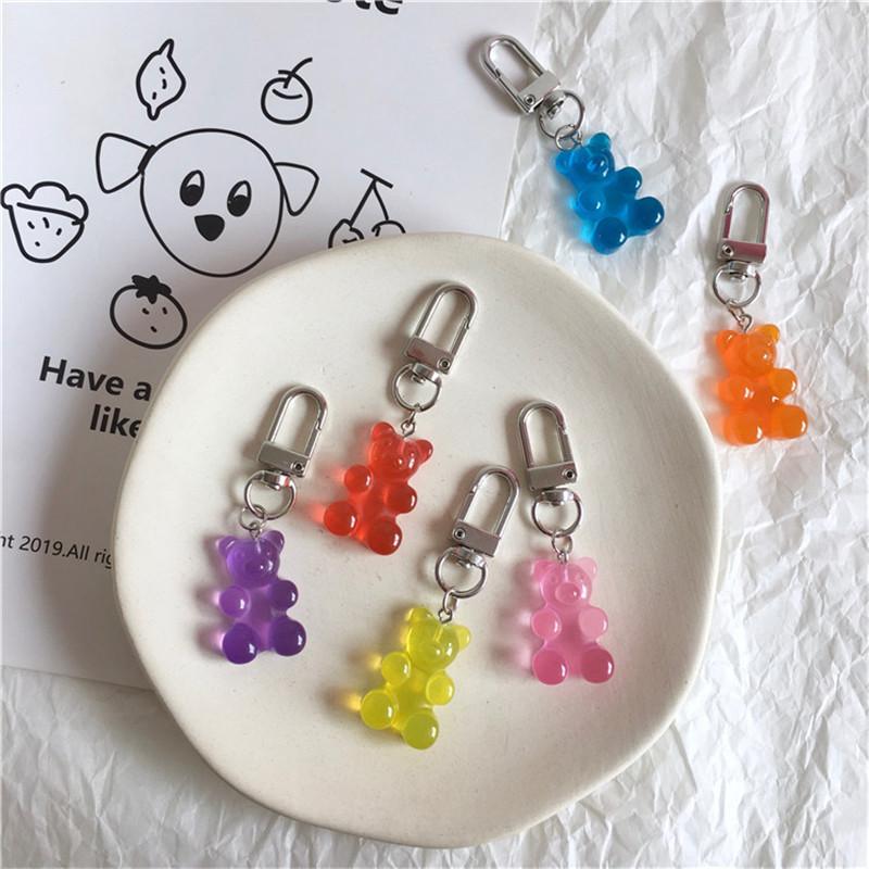 Изображение товара: 2019 простой 6 видов цветов цепочка для ключей смолы gummy медведя брелок Брелоки животные для женщин автомобиля сумка для ключей