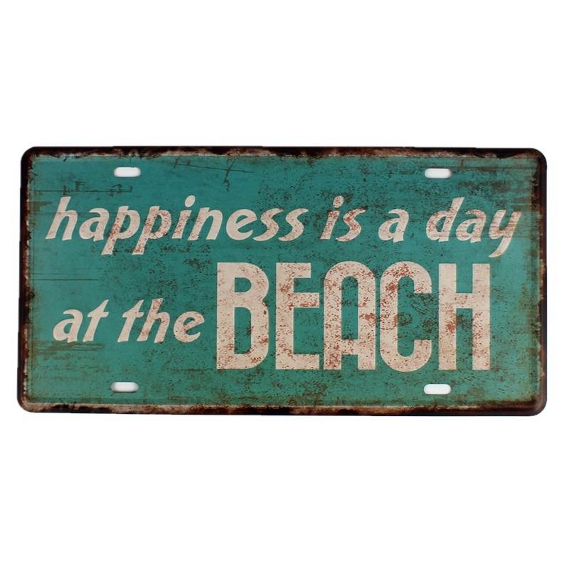 Изображение товара: Счастье на пляже лицензии автомобильного листа Винтаж жестяная вывеска бар украшение для стен дома, паба металла плакат